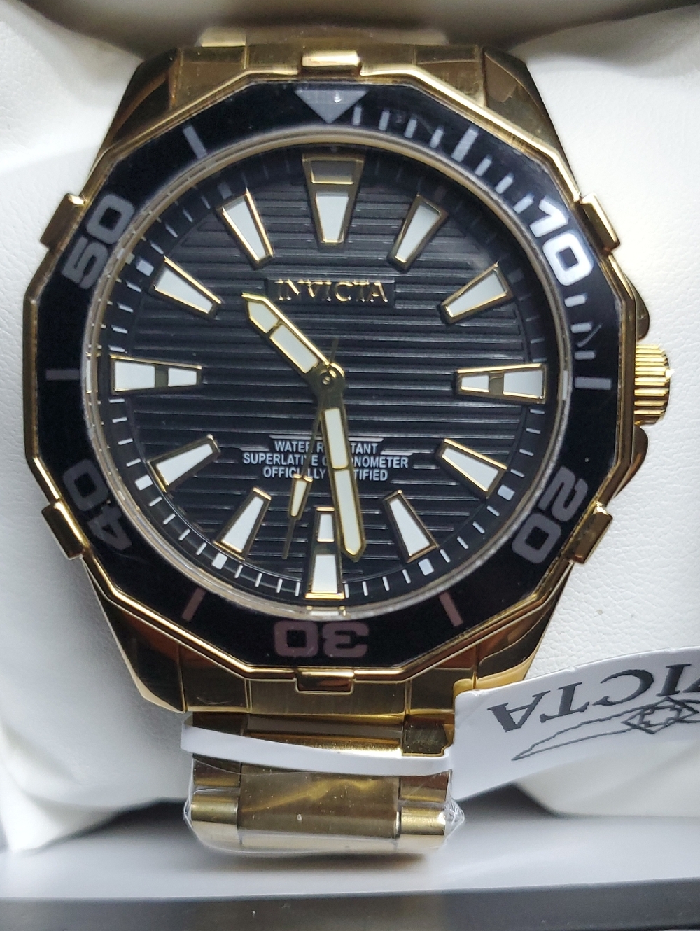 Invicta Gold and Black Men's Diver Style Watch
